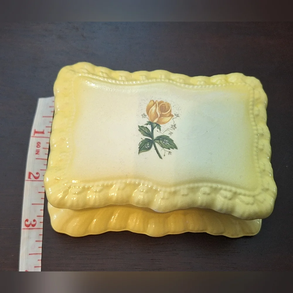 Antique Yellow Porcelain Trinket Dish